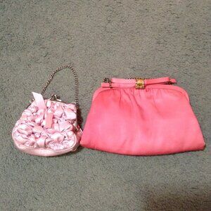 Lot of 2 Pink Satin Evening Bags, 1 Vintage